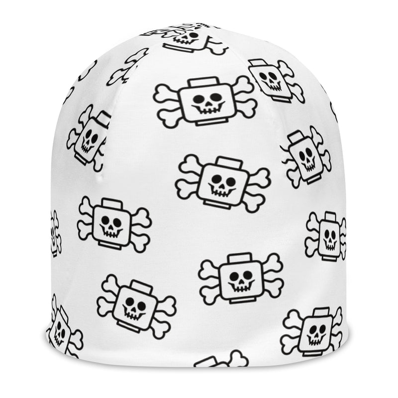 Skeleton Skull Crossbone White All-Over Print Beanie