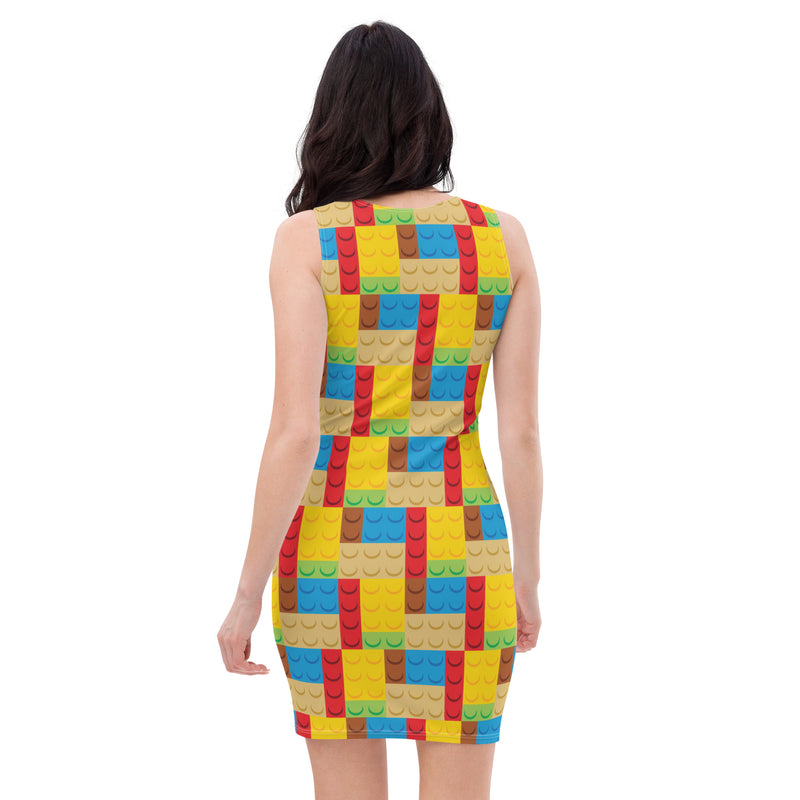 Building Bricks Pattern Bodycon dress