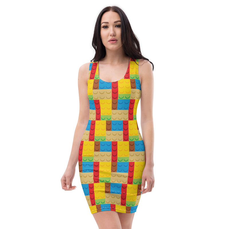 Building Bricks Pattern Bodycon dress