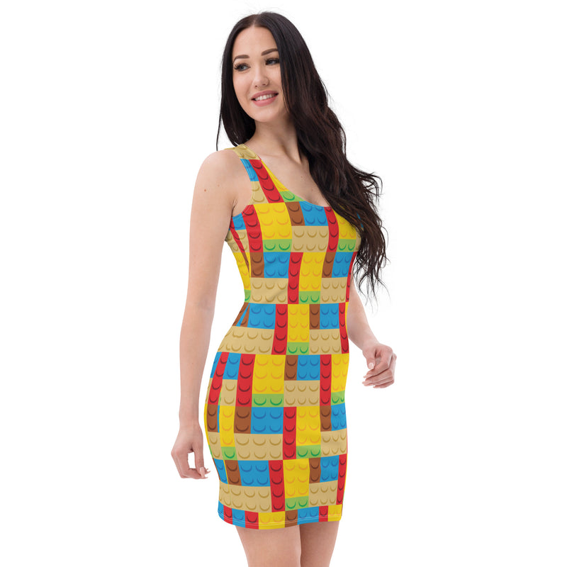 Building Bricks Pattern Bodycon dress