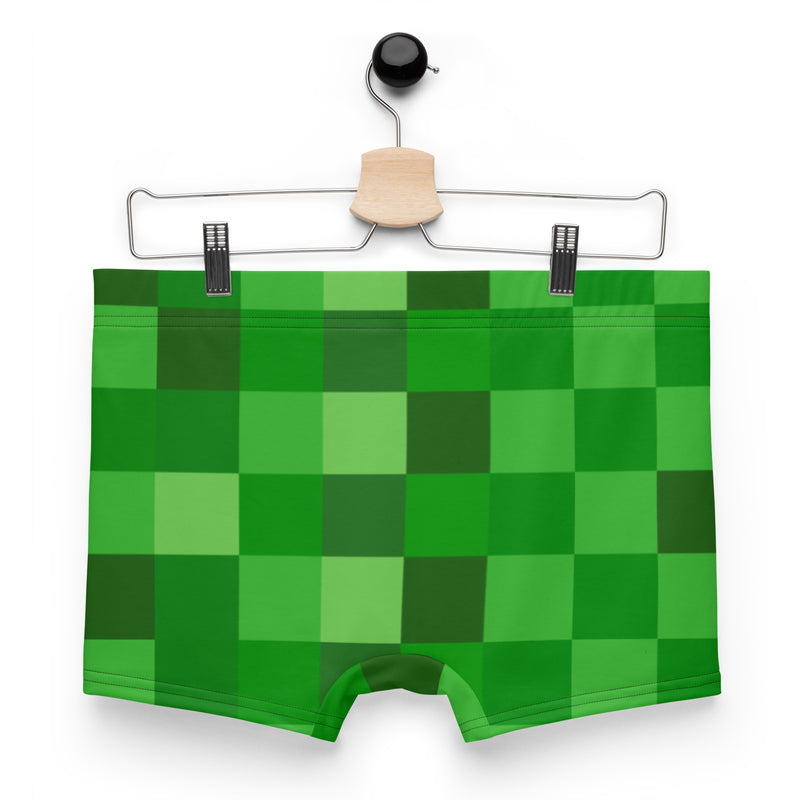 Green Building Blocks Miner Creep Pattern All Over Print Boxer Briefs