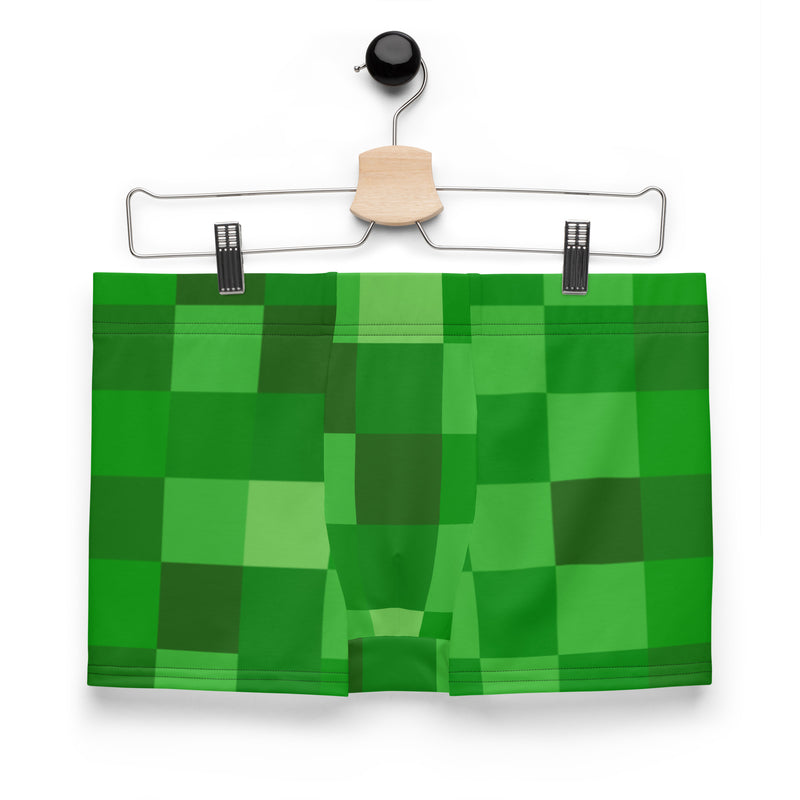 Green Building Blocks Miner Creep Pattern All Over Print Boxer Briefs