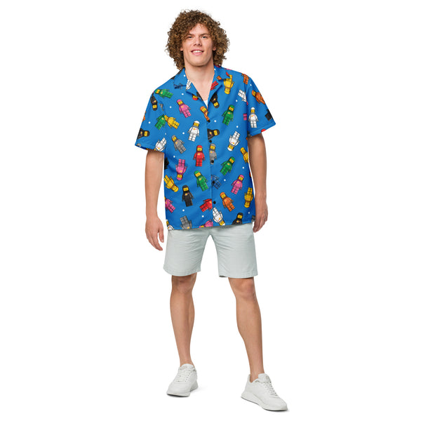 Spaceman Blue Unisex Hawaiian button shirt