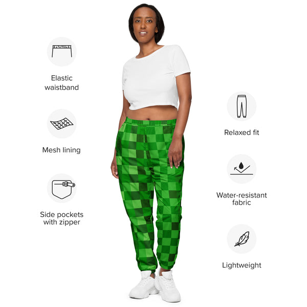 Green Building Blocks Miner Creep Pattern Unisex track pants