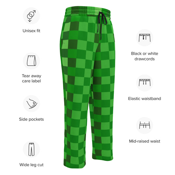 Green Building Blocks Miner Creep Pattern Adult Unisex Wide-leg joggers