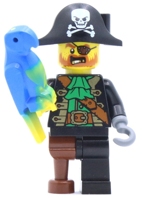 Lego Pirate Captain Minifigure Includes Marbled Blue Parrot