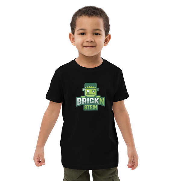 Benutzerdefinierter Baustein Lego Style Brickn Stein Frankenstein Monster Minifigur Halloween Kinder T-Shirt aus Bio-Baumwolle