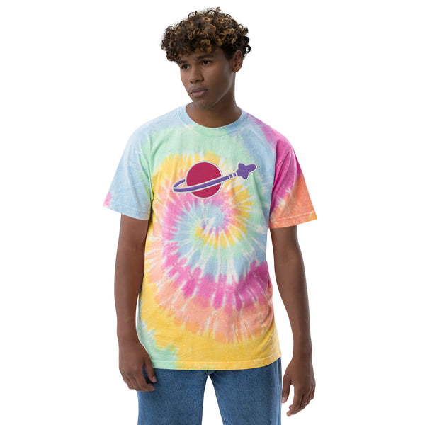 Vintage Bricks Space Embroidery Oversized tie-dye Unisex t-shirt