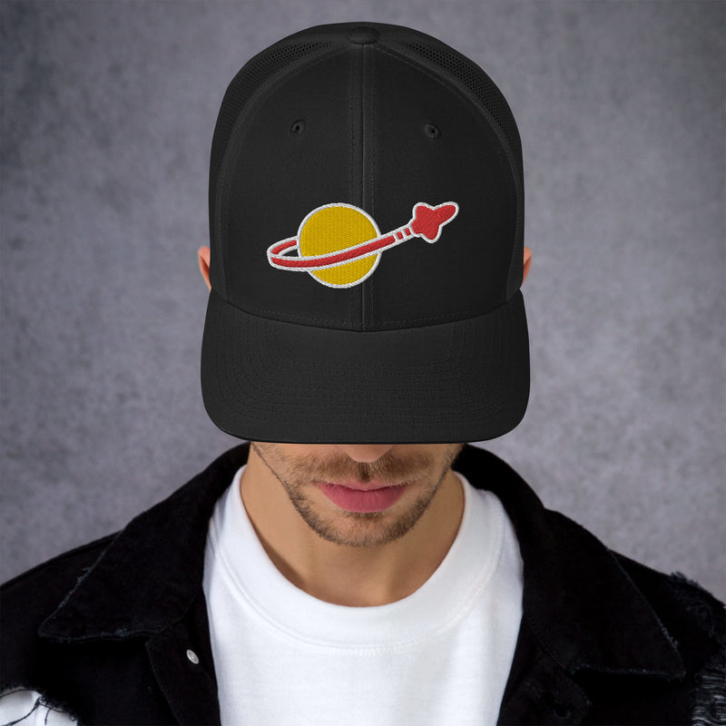 Vintage Brick Space Planet Rocket Trucker Cap