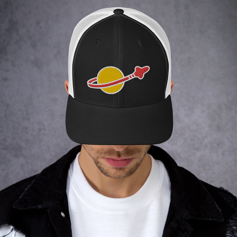 Vintage Brick Space Planet Rocket Trucker Cap