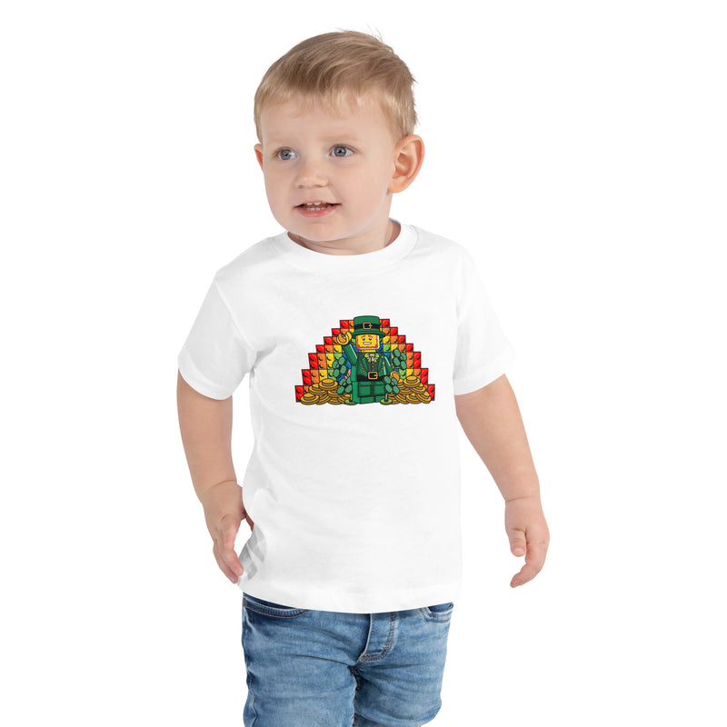 St Saint Patrick's Day Rainbow Gold Pot Leprechaun Clover Toddler Short Sleeve Tee