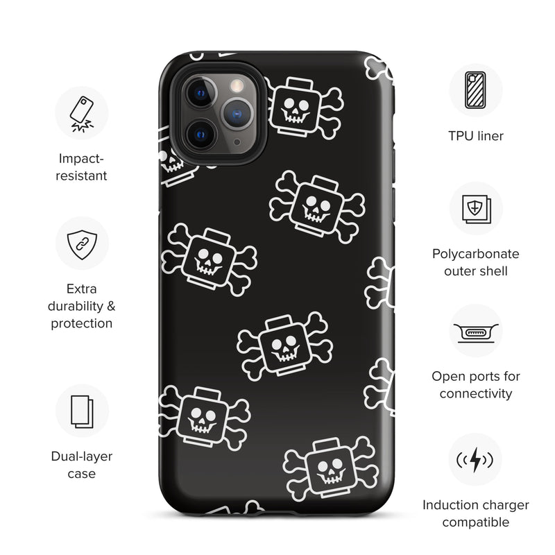 Skeleton Skull Crossbones Pirate Minifigure Brick Head Tough Case for iPhone®