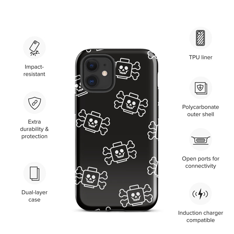 Skeleton Skull Crossbones Pirate Minifigure Brick Head Tough Case for iPhone®