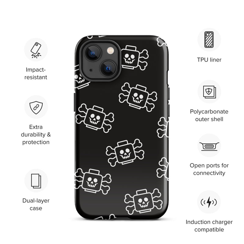 Skeleton Skull Crossbones Pirate Minifigure Brick Head Tough Case for iPhone®