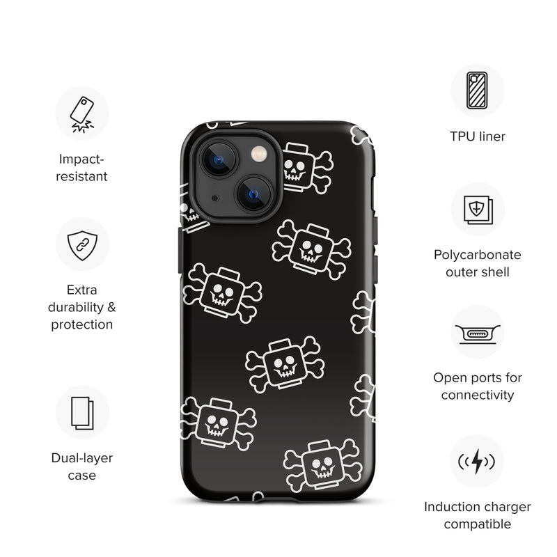 Skeleton Skull Crossbones Pirate Minifigure Brick Head Tough Case for iPhone®