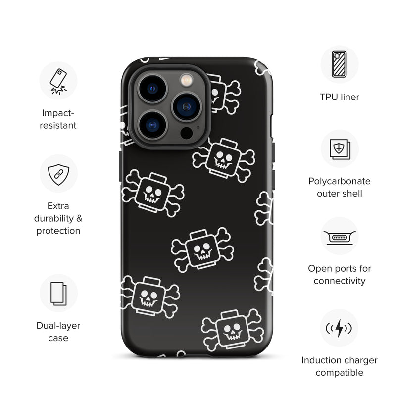 Skeleton Skull Crossbones Pirate Minifigure Brick Head Tough Case for iPhone®