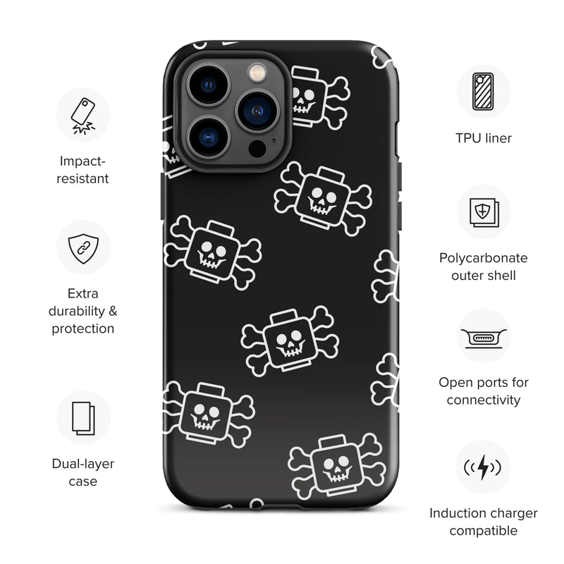 Skeleton Skull Crossbones Pirate Minifigure Brick Head Tough Case for iPhone®