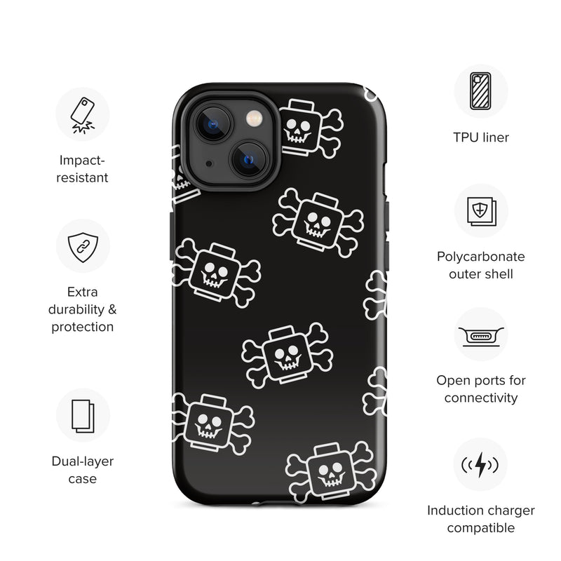 Skeleton Skull Crossbones Pirate Minifigure Brick Head Tough Case for iPhone®