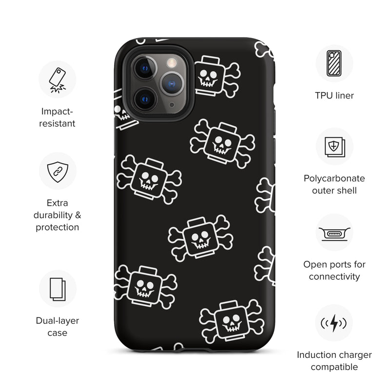 Skeleton Skull Crossbones Pirate Minifigure Brick Head Tough Case for iPhone®