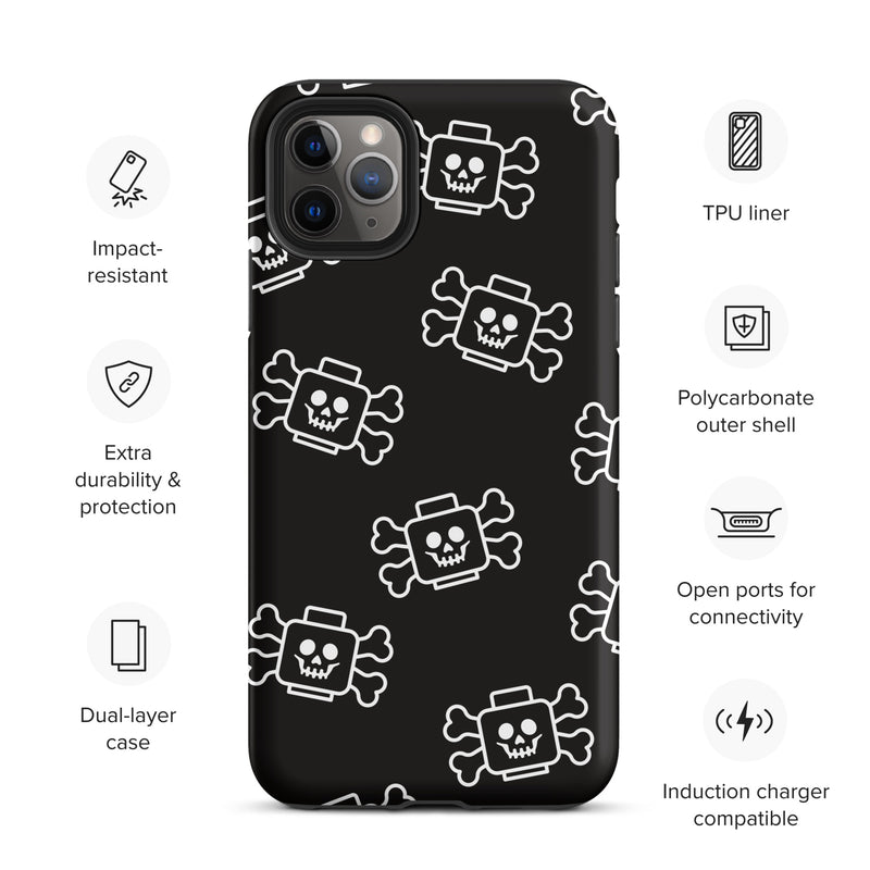 Skeleton Skull Crossbones Pirate Minifigure Brick Head Tough Case for iPhone®