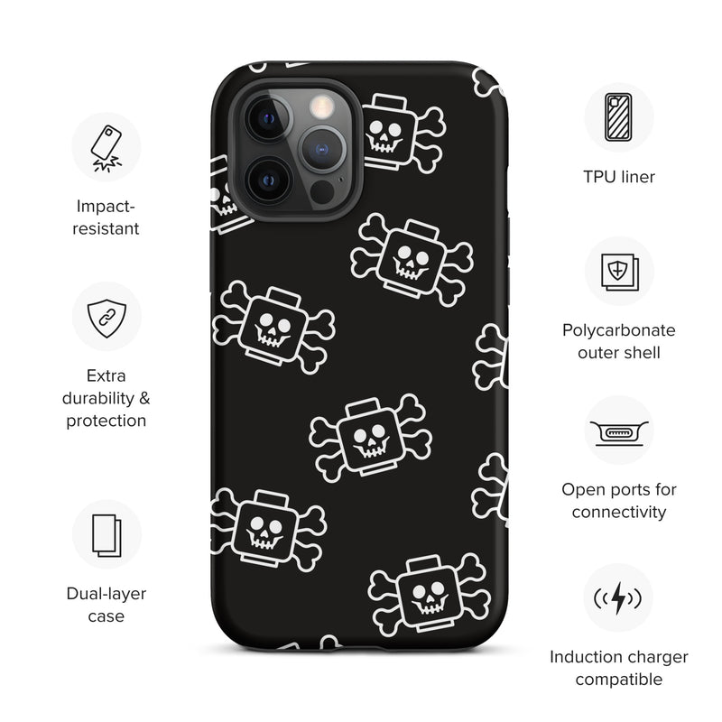 Skeleton Skull Crossbones Pirate Minifigure Brick Head Tough Case for iPhone®