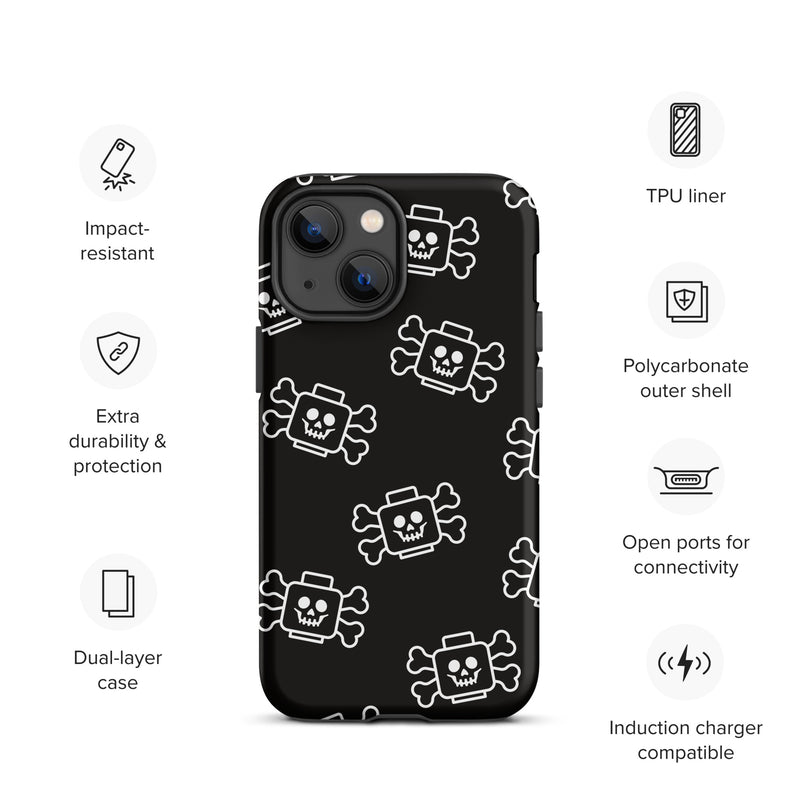 Skeleton Skull Crossbones Pirate Minifigure Brick Head Tough Case for iPhone®