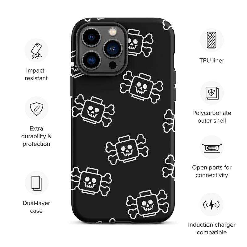 Skeleton Skull Crossbones Pirate Minifigure Brick Head Tough Case for iPhone®