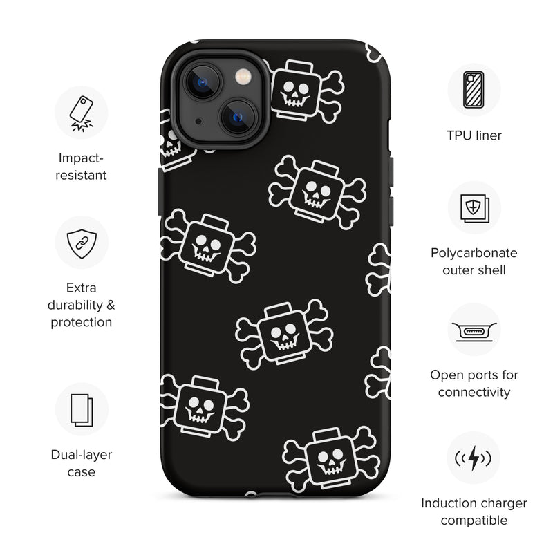 Skeleton Skull Crossbones Pirate Minifigure Brick Head Tough Case for iPhone®