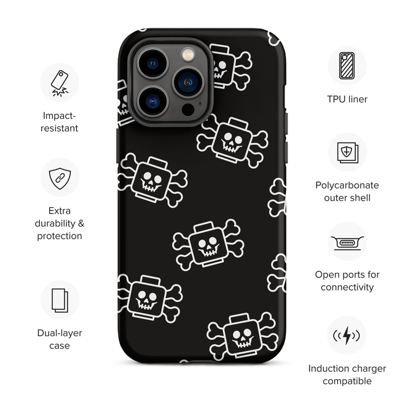 Skeleton Skull Crossbones Pirate Minifigure Brick Head Tough Case for iPhone®