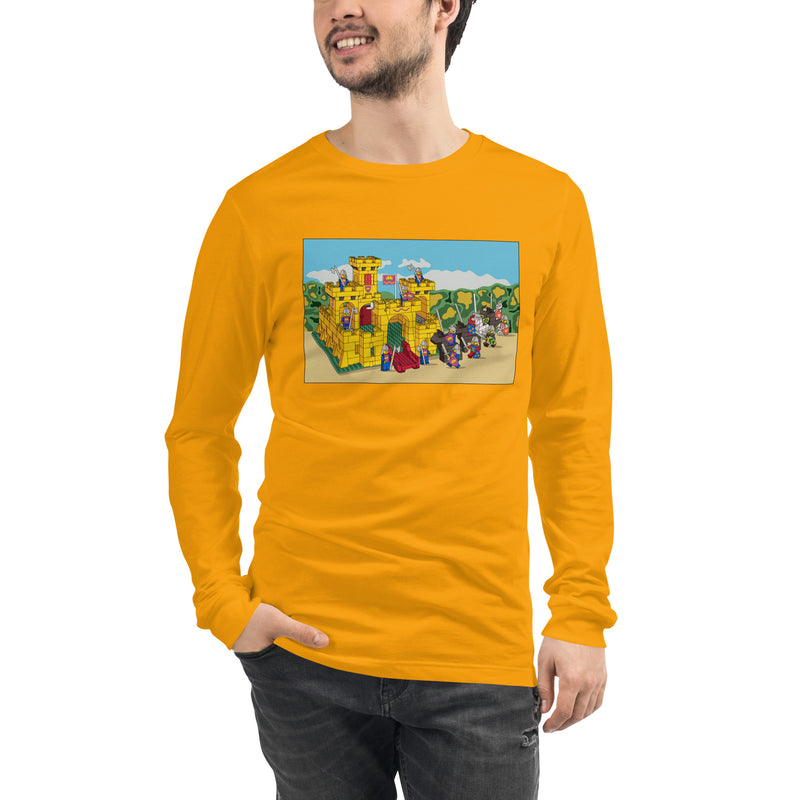 Vintage Building Brick Yellow Castle Knights Unisex Long Sleeve Tee