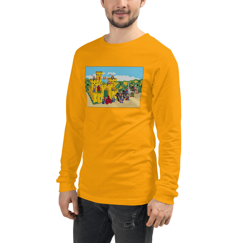 Vintage Building Brick Yellow Castle Knights Unisex Long Sleeve Tee