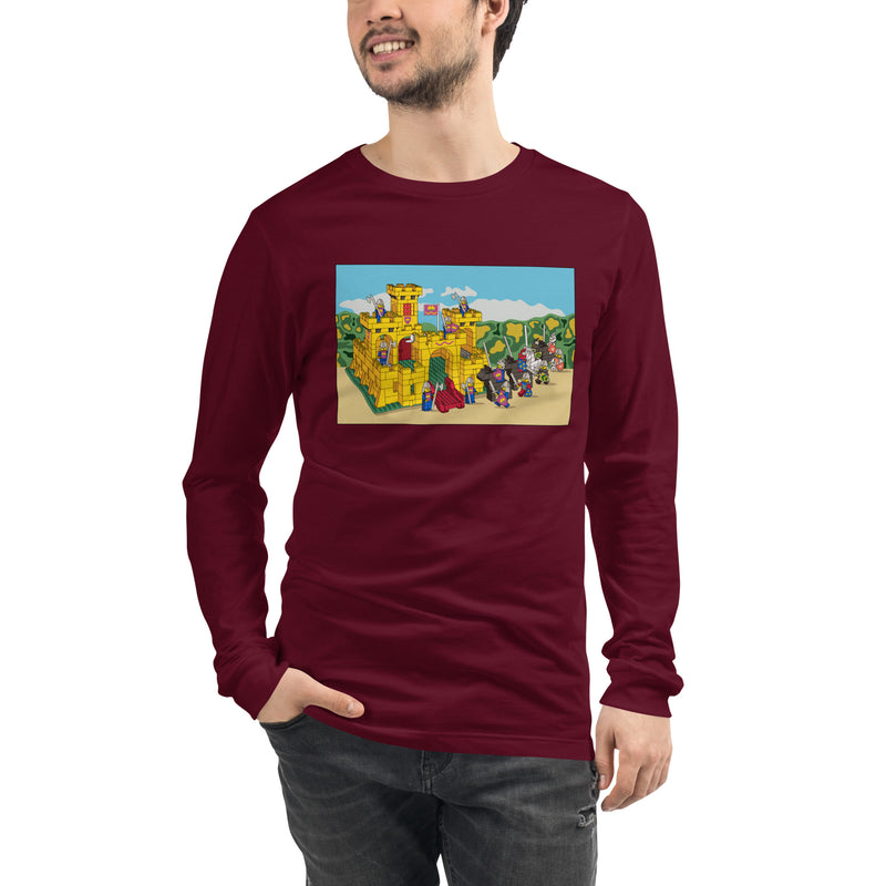 Vintage Building Brick Yellow Castle Knights Unisex Long Sleeve Tee