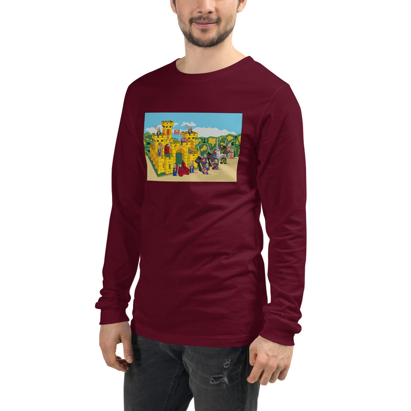 Vintage Building Brick Yellow Castle Knights Unisex Long Sleeve Tee