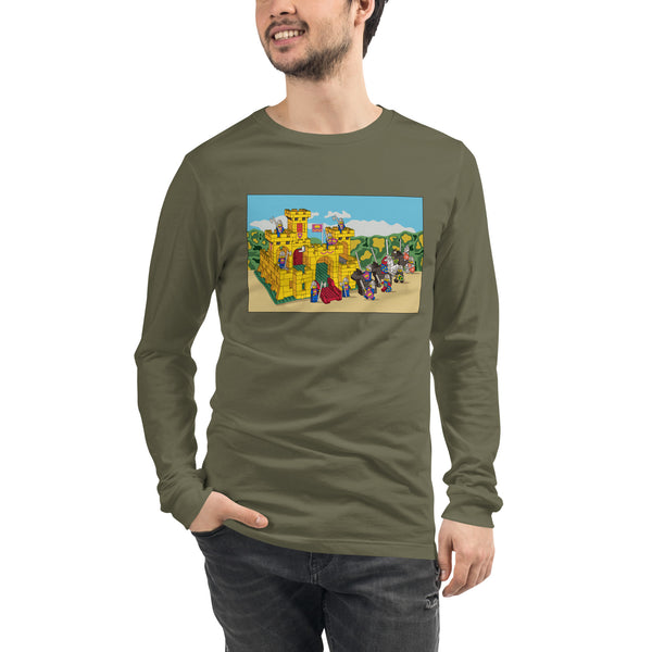 Vintage Building Brick Yellow Castle Knights Unisex Long Sleeve Tee