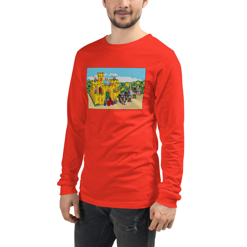 Vintage Building Brick Yellow Castle Knights Unisex Long Sleeve Tee