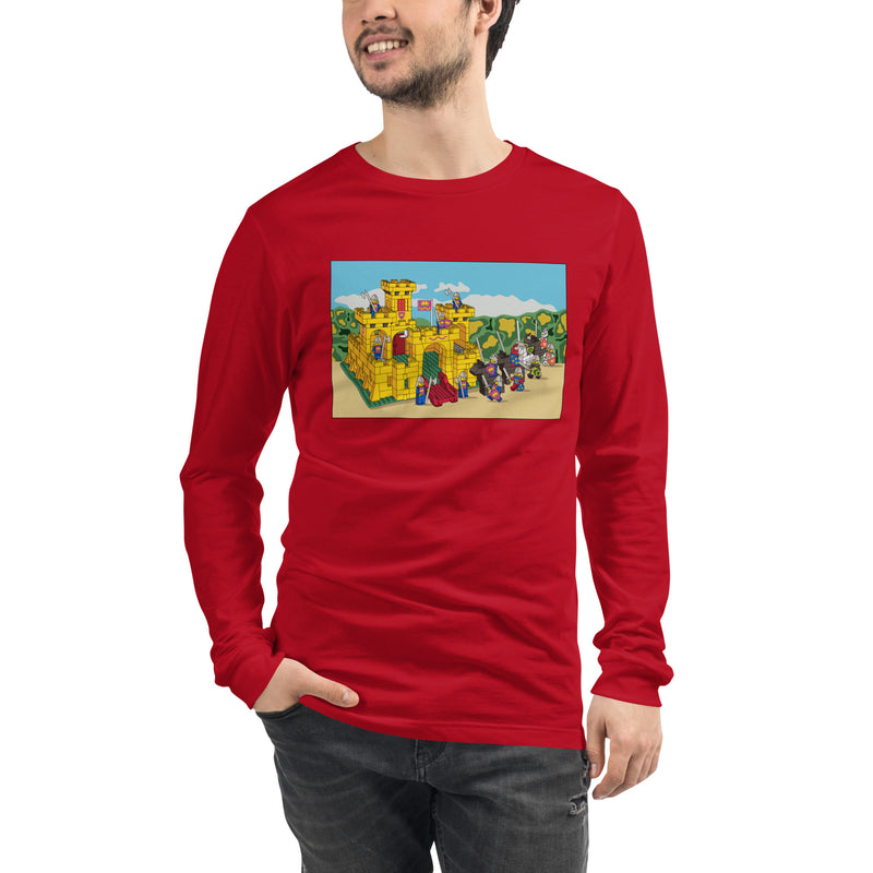 Vintage Building Brick Yellow Castle Knights Unisex Long Sleeve Tee