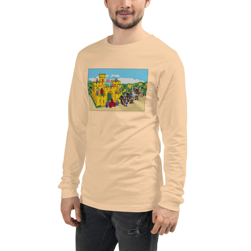 Vintage Building Brick Yellow Castle Knights Unisex Long Sleeve Tee