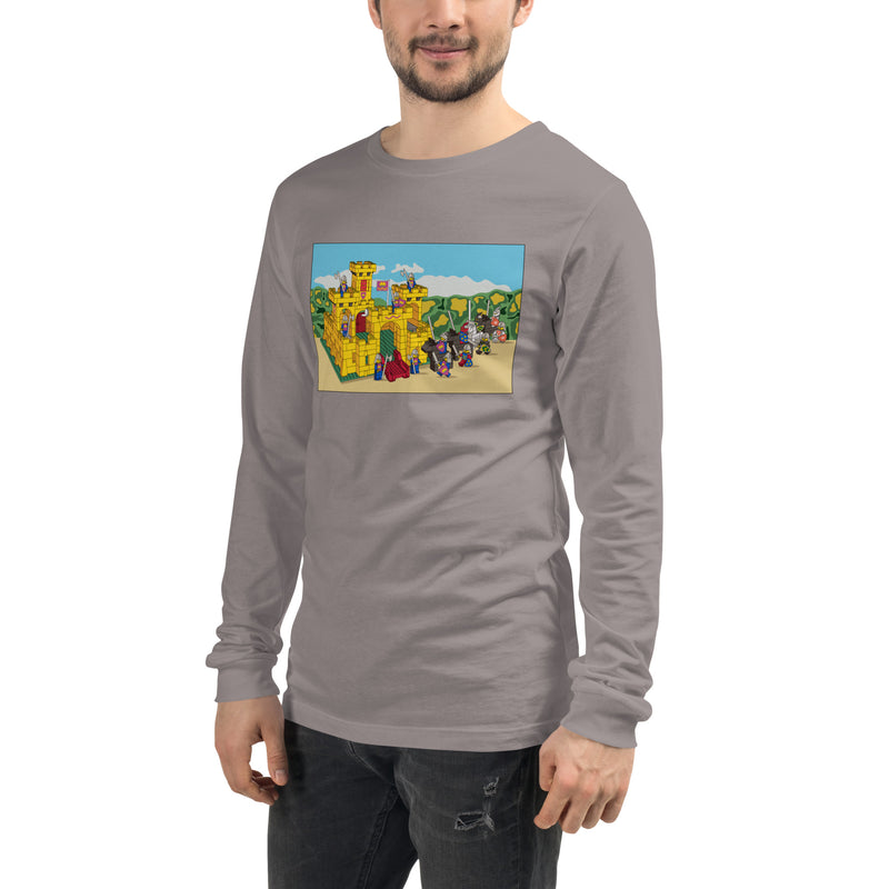 Vintage Building Brick Yellow Castle Knights Unisex Long Sleeve Tee