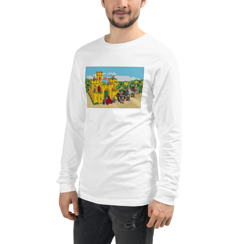 Vintage Building Brick Yellow Castle Knights Unisex Long Sleeve Tee