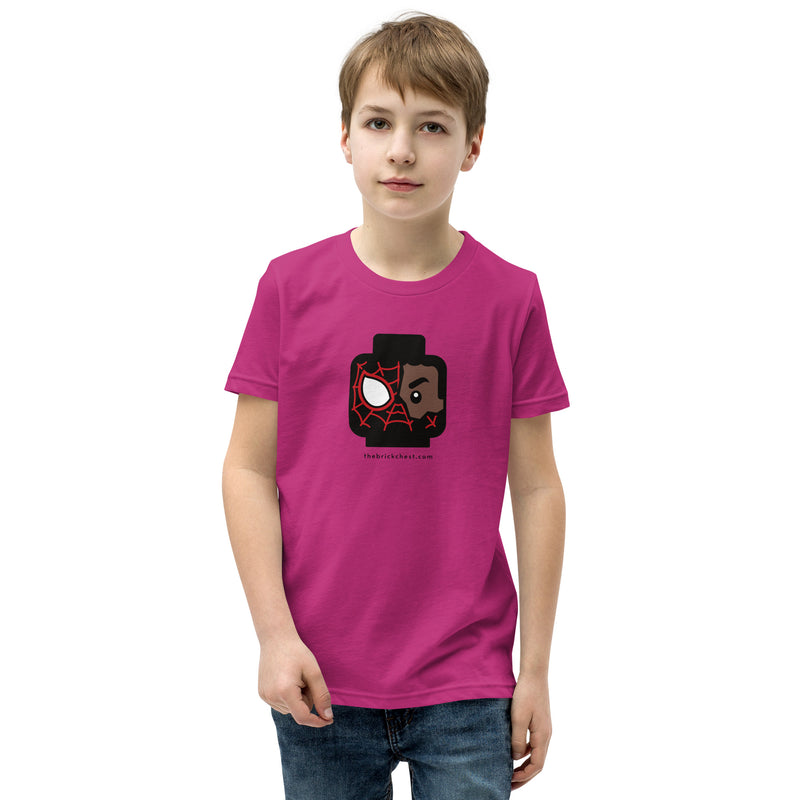 Custom Building Brick Lego Style Spidey Spin Miles Minifigure Head cotton kids Youth Short Sleeve T-Shirt