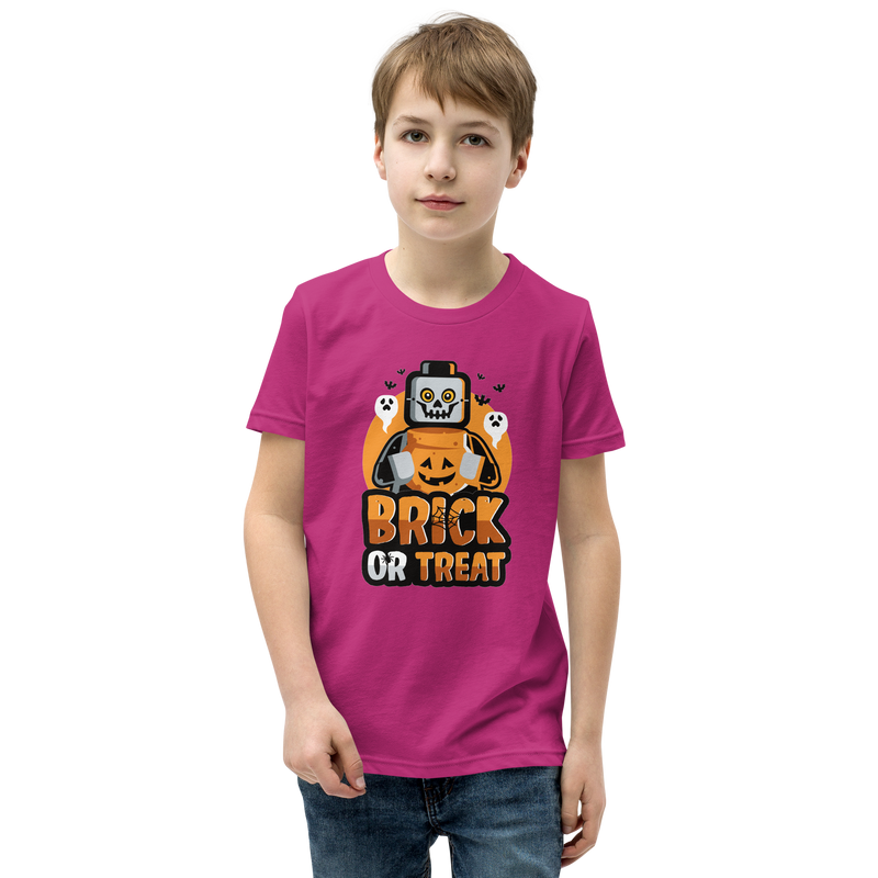 Brick or Treat Halloween Minifigure Youth Short Sleeve T-Shirt