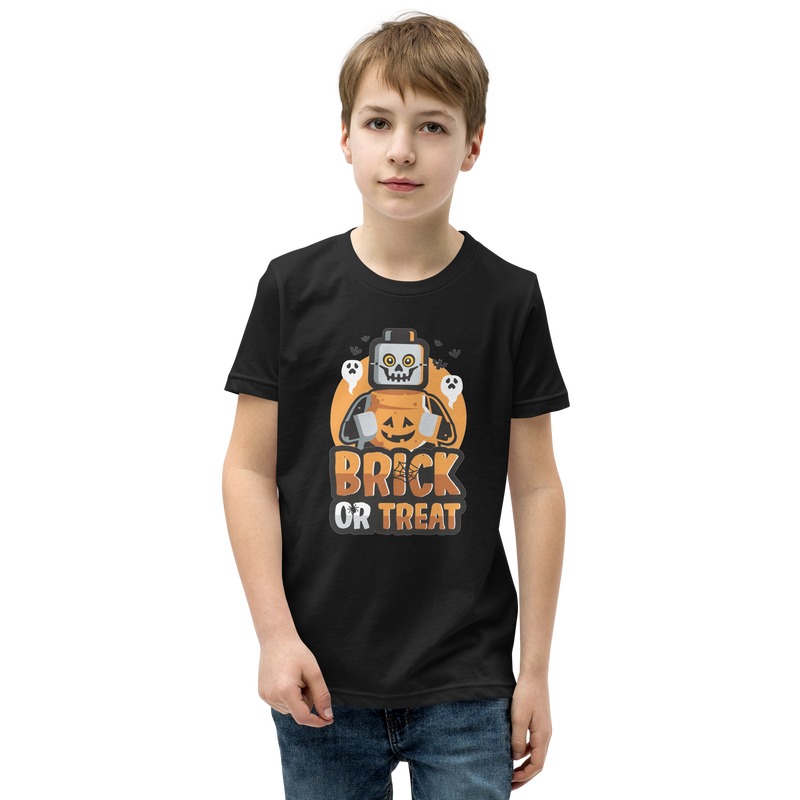 Brick or Treat Halloween Minifigure Youth Short Sleeve T-Shirt