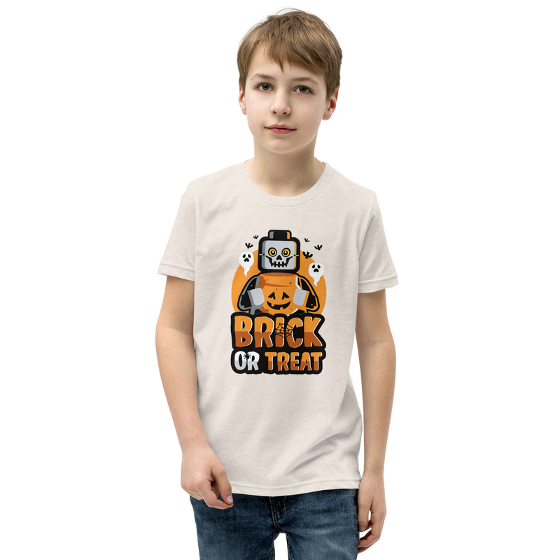 Brick or Treat Halloween Minifigure Youth Short Sleeve T-Shirt