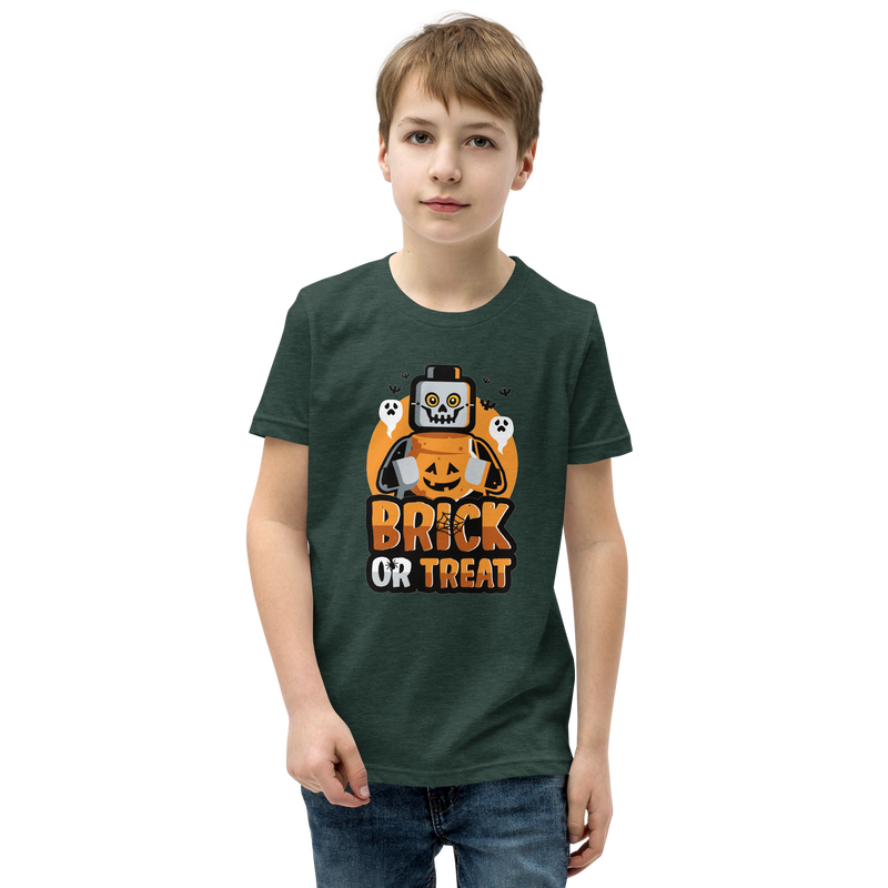 Brick or Treat Halloween Minifigure Youth Short Sleeve T-Shirt