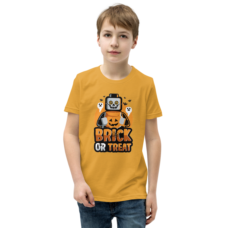 Brick or Treat Halloween Minifigure Youth Short Sleeve T-Shirt