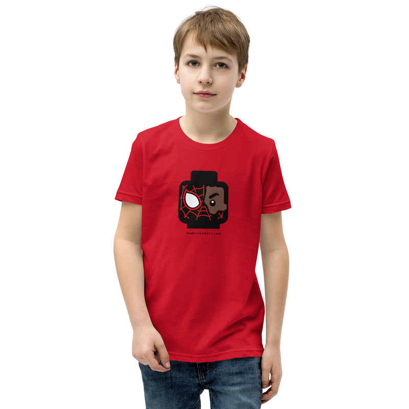 Custom Building Brick Lego Style Spidey Spin Miles Minifigure Head cotton kids Youth Short Sleeve T-Shirt