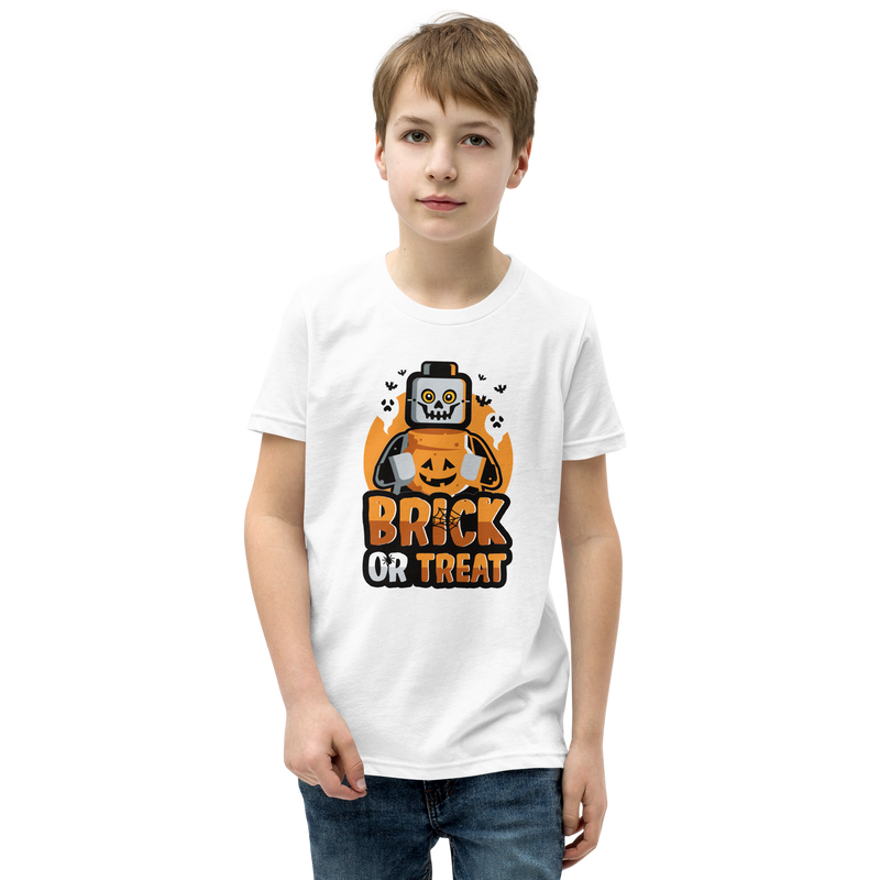 Brick or Treat Halloween Minifigure Youth Short Sleeve T-Shirt